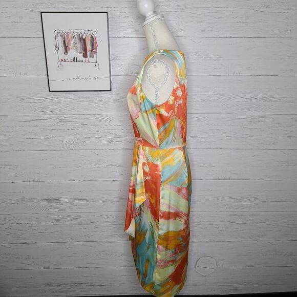 Tahari Sleeveless Multi Colored Print Dress Size 6 Petite - Picture 3 of 12